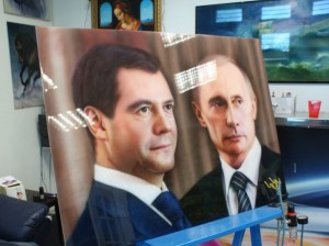 Портрет, лицо, выполнен красками Exmix, краски для аэрографии, лидер, президент, медведев дмитрий анатольевич