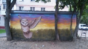 "Сова" на фасаде хоз/блока(июнь 2017)