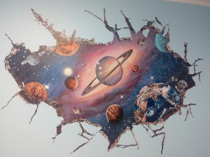 космос, роспись детской красками exmix