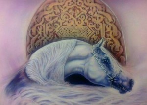 орнамент, лошадь, роспись интерьера красками exmix