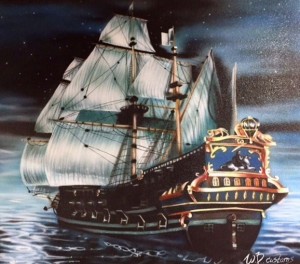 корабль, море, живопись, автор художник-аэрорафист Ешоткин Дмитрий  